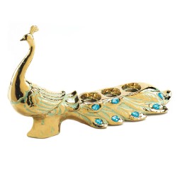 Jeweled Peacock Candle Holder