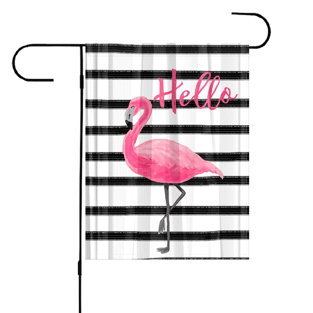 Flamingo Stripes Tropical Personalized Garden Flag All Seasons Gifts