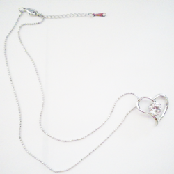 Crystal Accented White Gold Heart Necklace