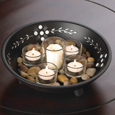 Decorative Bowl With Rocks And Candle Set All Seasons Gifts Decorative Bowl With Rocks And Candle Set