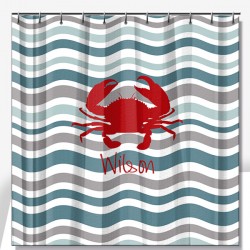Waves with Crab Personalized Beach Towel